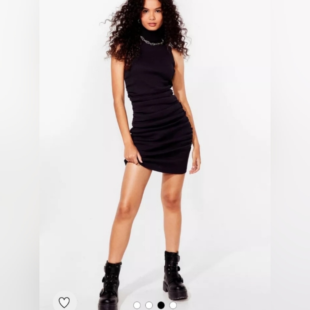 Nasty Gal Ruched High Neck Bodycon Mini Dress